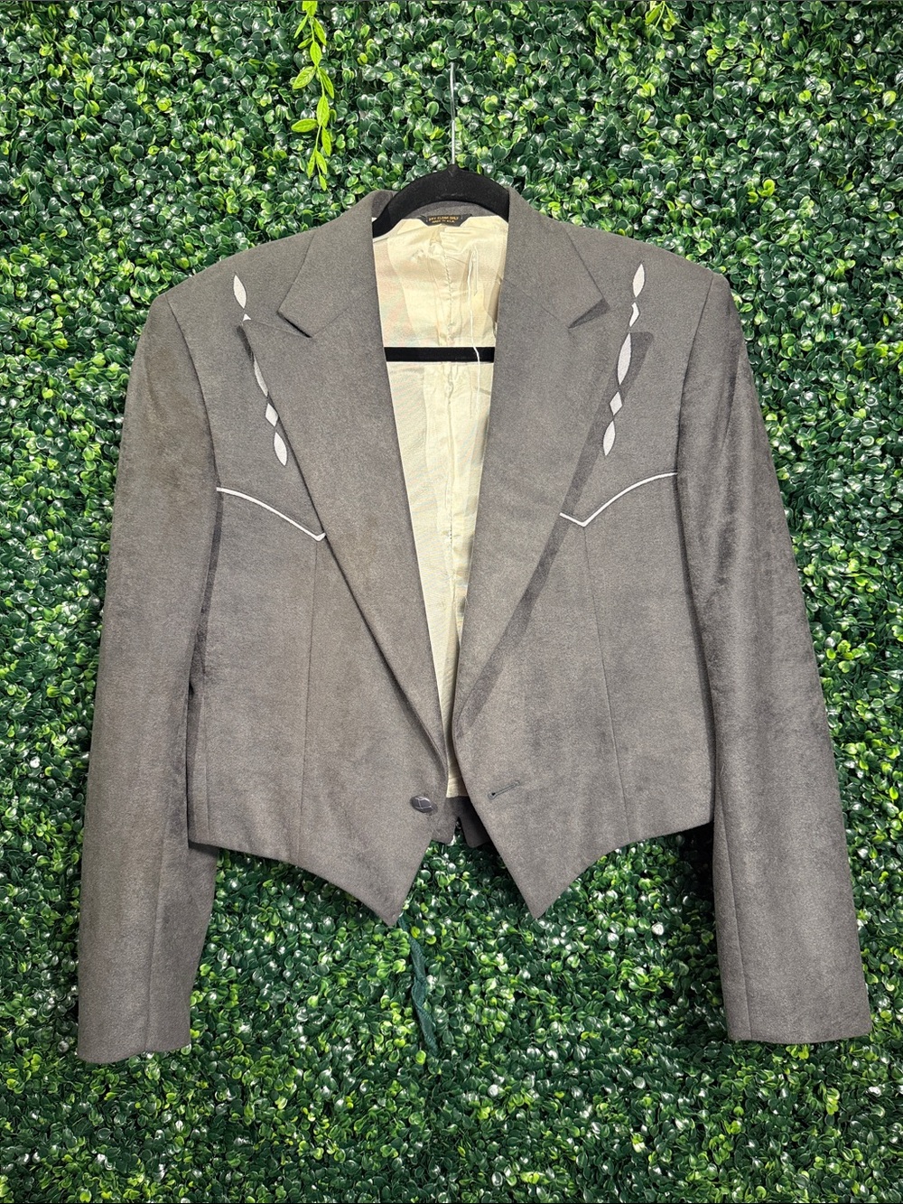 Vintage Women's Cropped Western-Inspired Jacket - Gray